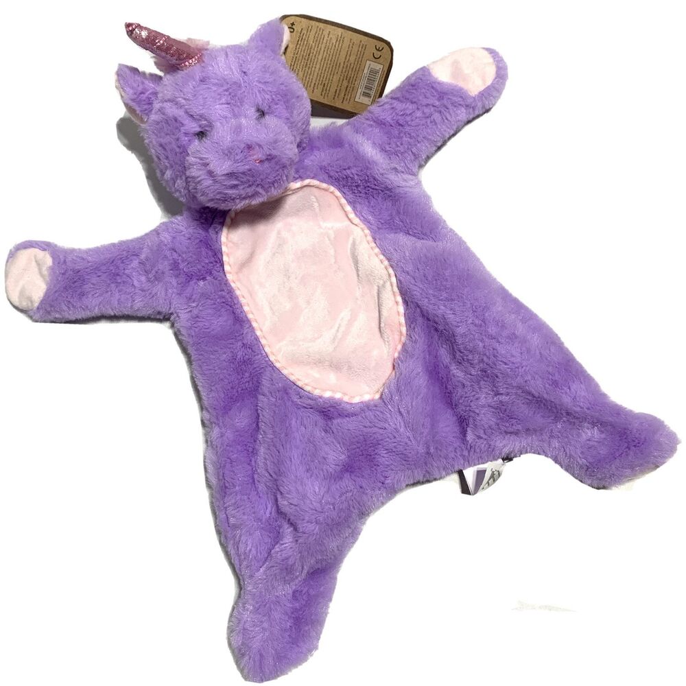 K Luxe Purple Unicorn Plush Flattie Crinkle Lovey Kellytoy Security Blanket NWT
